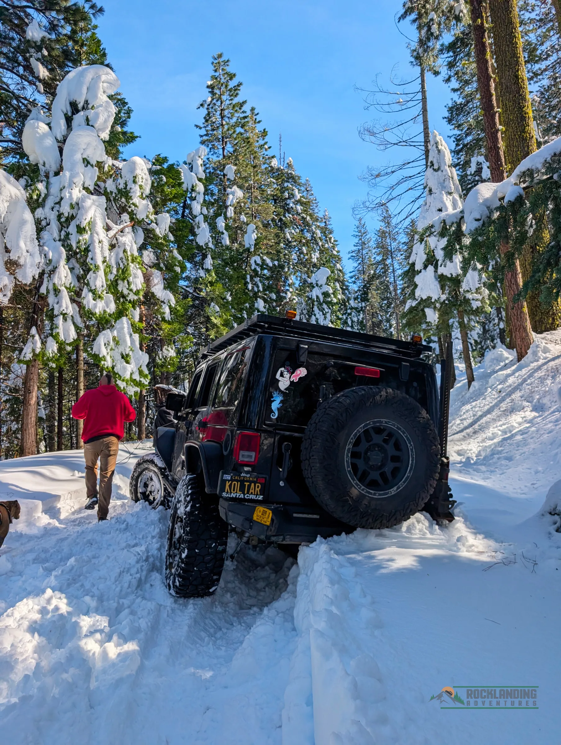 Jeep backing up while stuck in deep snow
